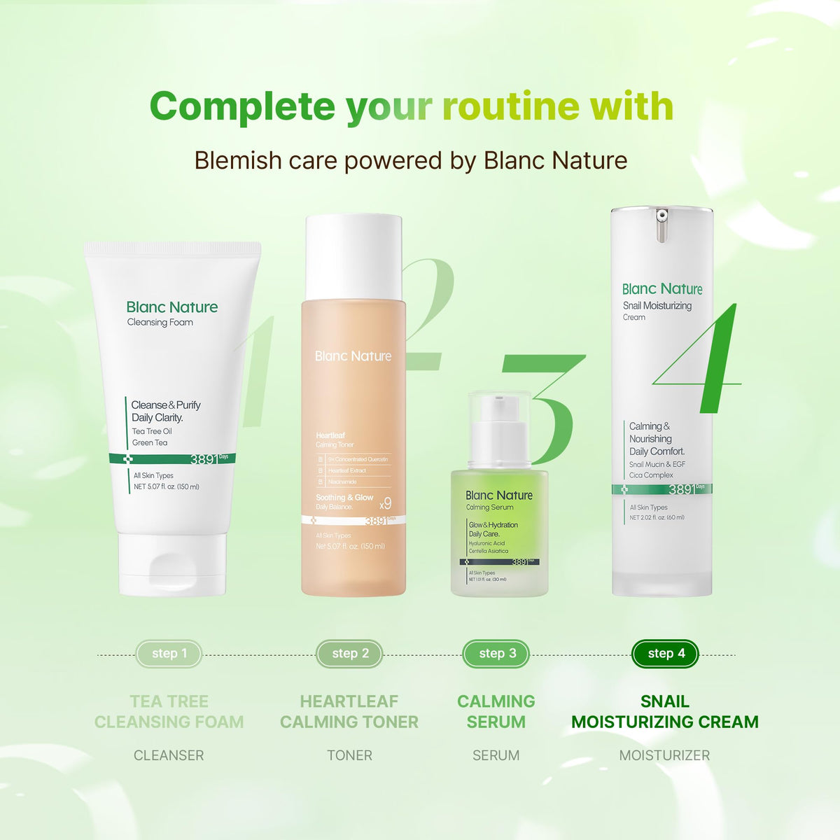 BLANC NATURE before and after complexion improvement with hydration