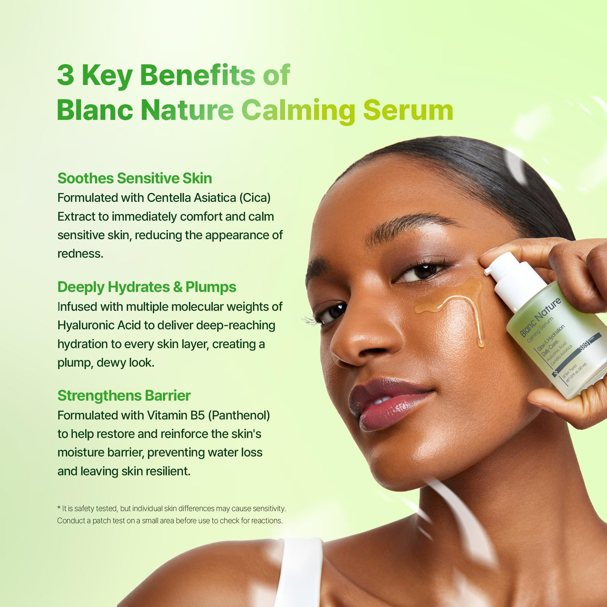 BLANC NATURE close-up of serum texture highlighting lightweight finish