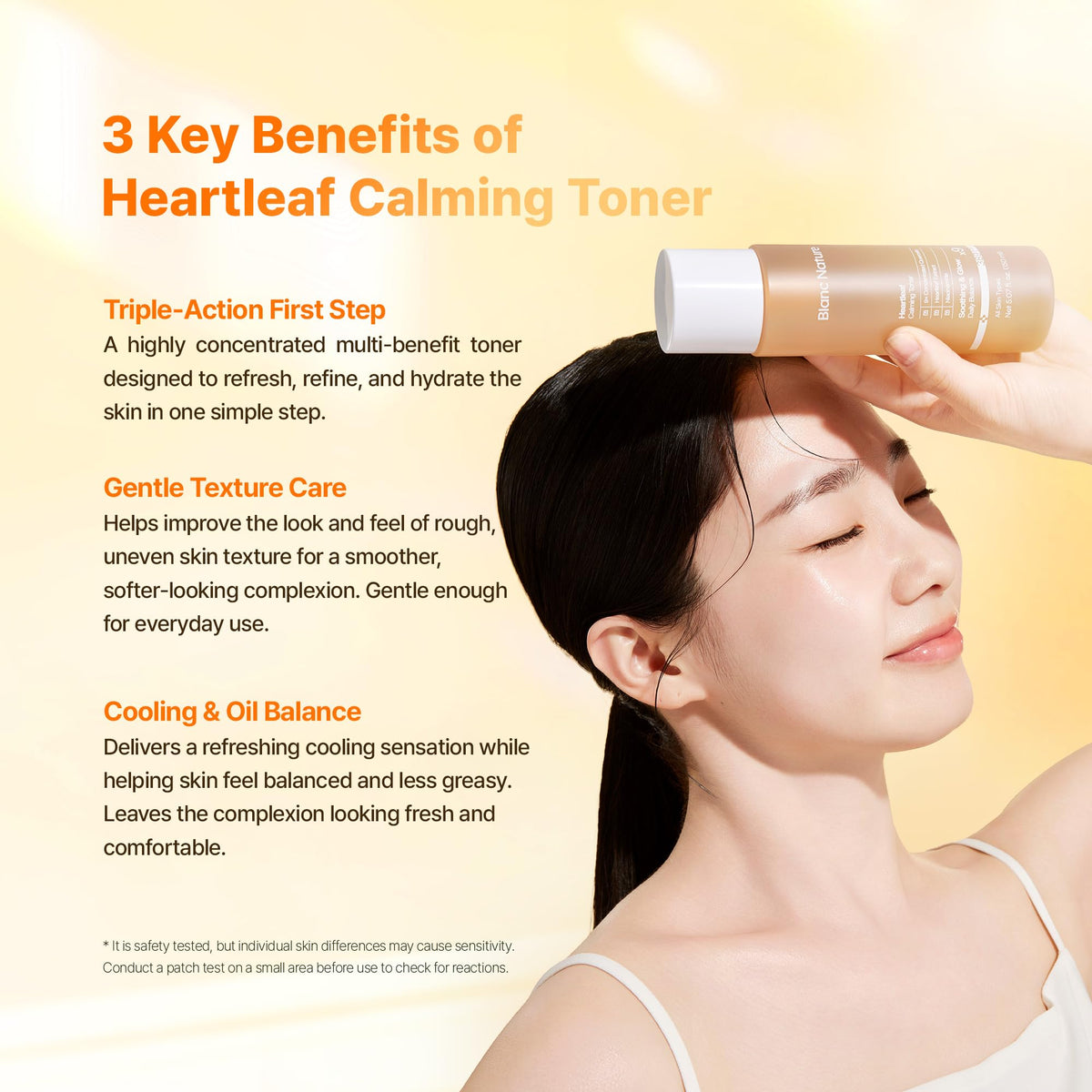 BLANC NATURE heartleaf extract close-up illustrating soothing botanical benefit