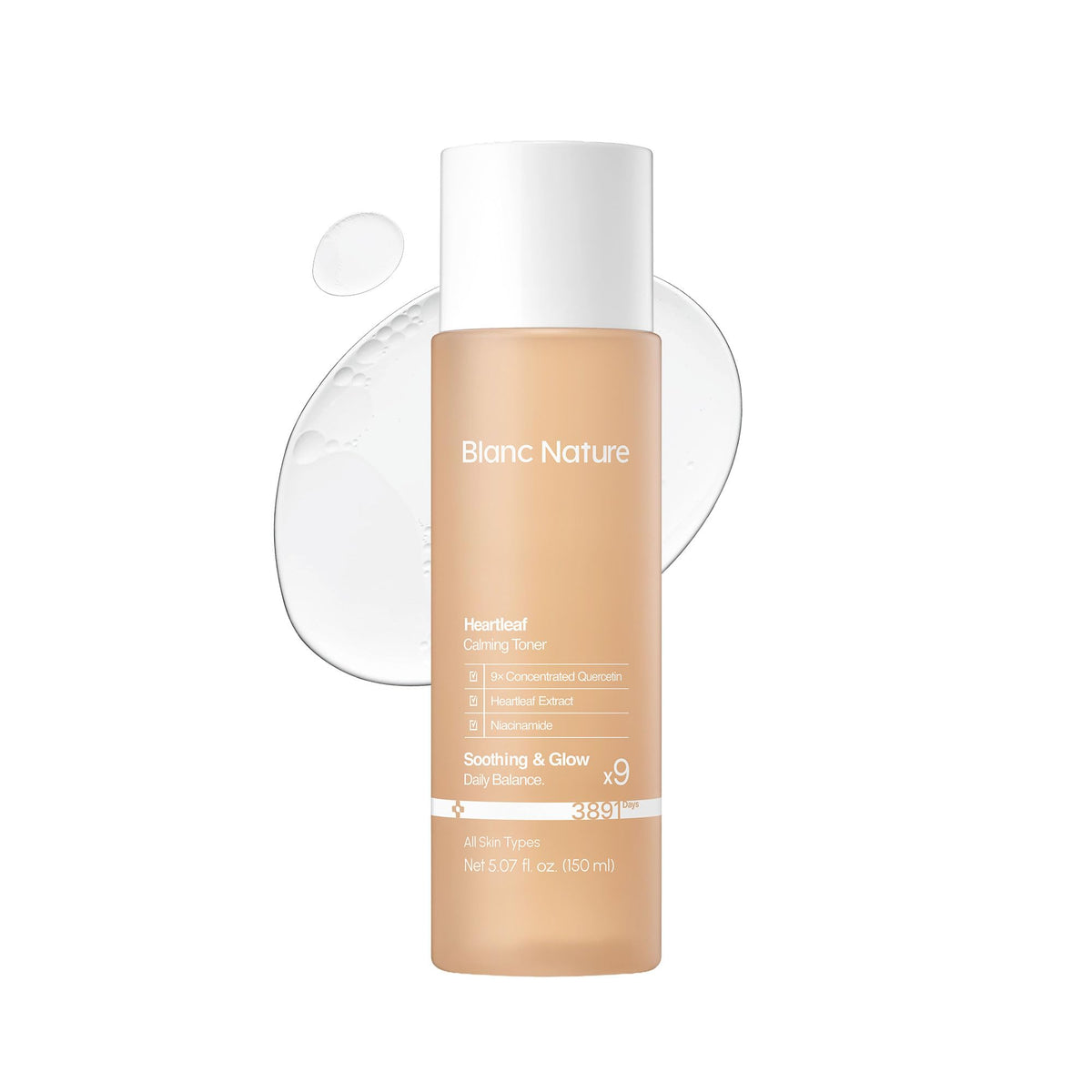 BLANC NATURE front packaging showing calming toner and clear benefit
