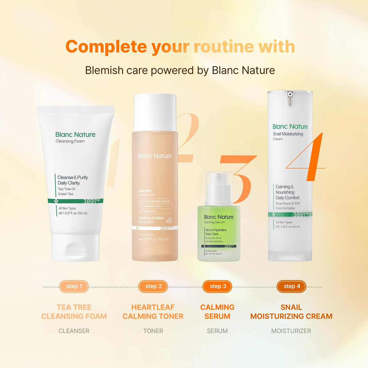 BLANC NATURE lifestyle splash in bathroom suggesting refreshing daily use benefit