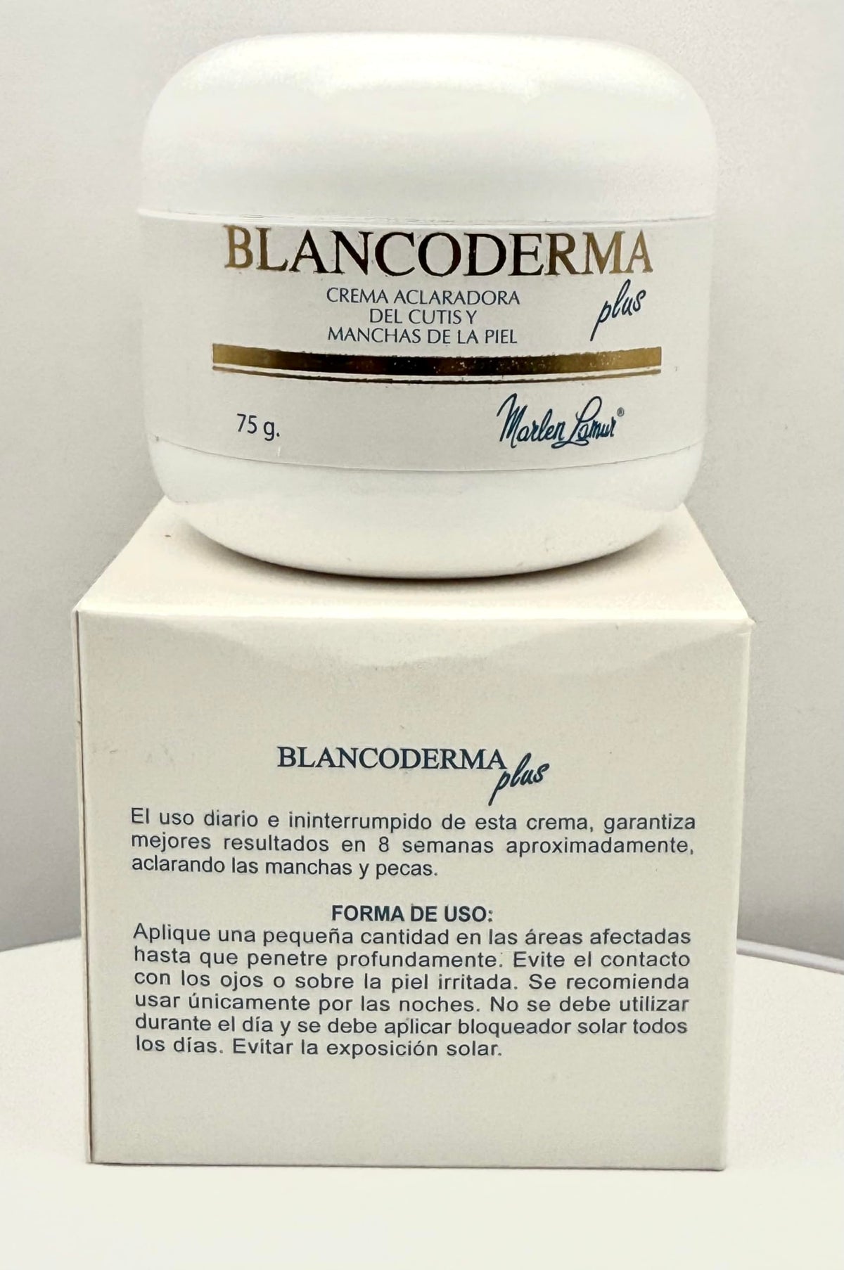 Generic Blancoderma Plus being applied to facial skin by hand, showing targeted spot treatment benefit