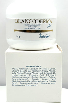 Generic Blancoderma Plus packaging label close-up, showing product name and usage information for clarity