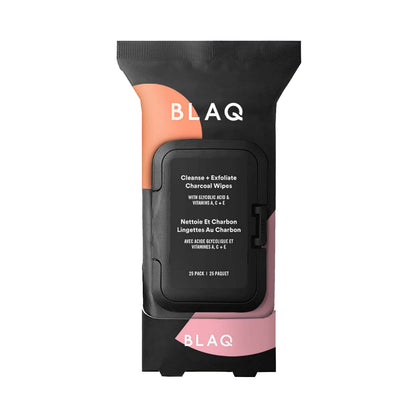 BLAQ front packaging showing 25-count travel pouch and convenient resealable lid