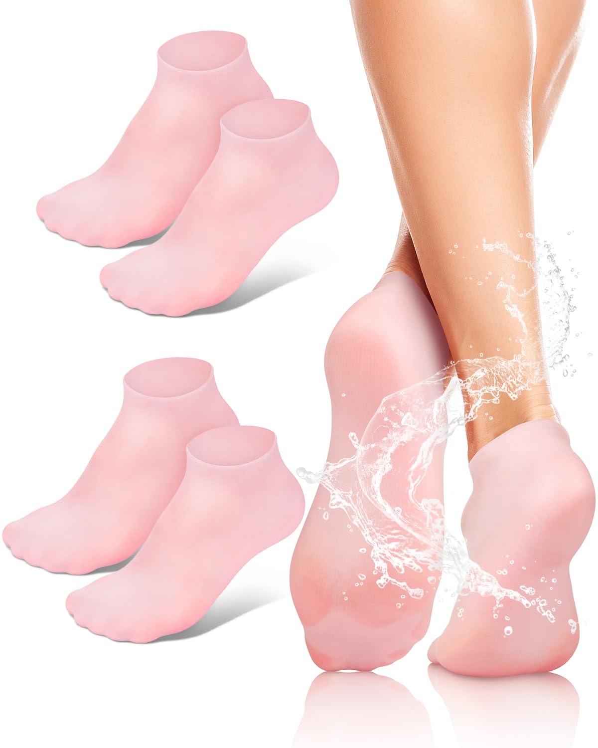 BLATOWN front view of silicone moisturizing sock showing packaging and benefits