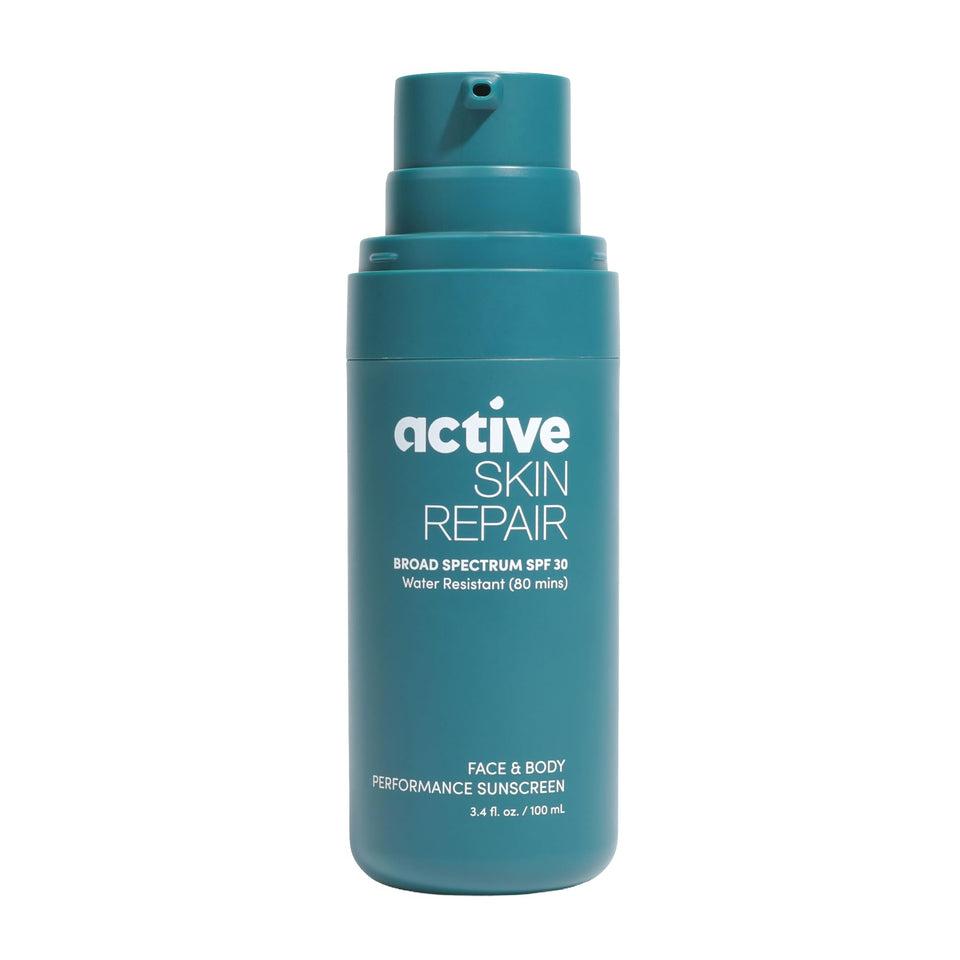 BLDG ACTIVE front bottle view showing compact travel-friendly SPF 30