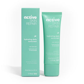 BLDG ACTIVE front packaging showing SPF 50 and clean formula benefits