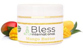 Bless International open jar showing ivory butter texture and easy scoop