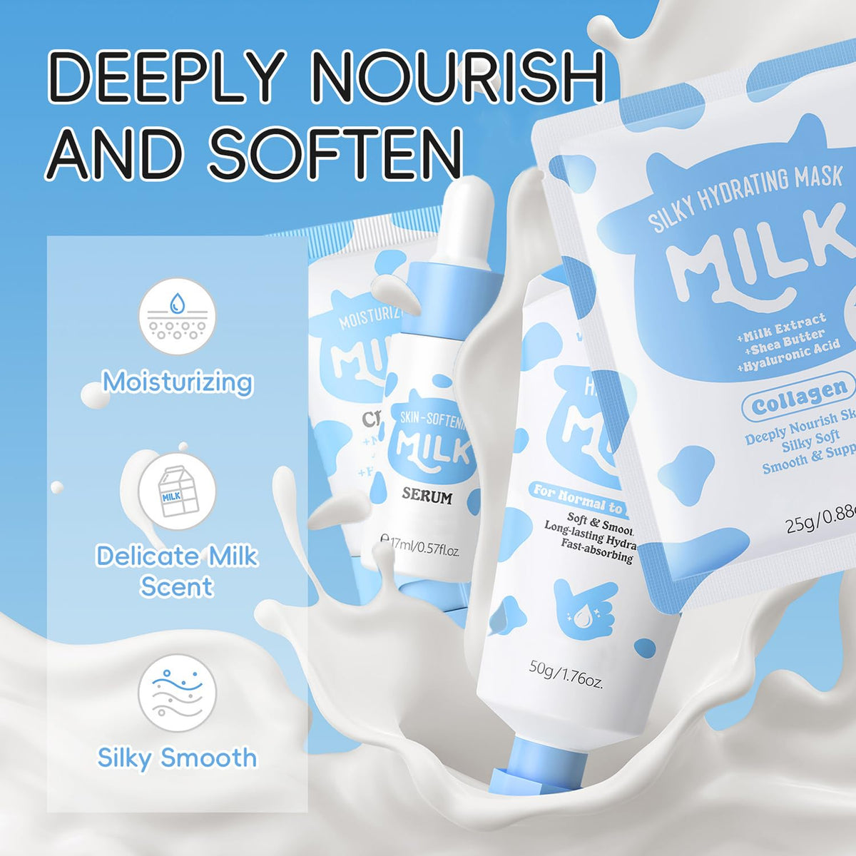 BliBling three milk sheet mask packets close-up for instant hydration