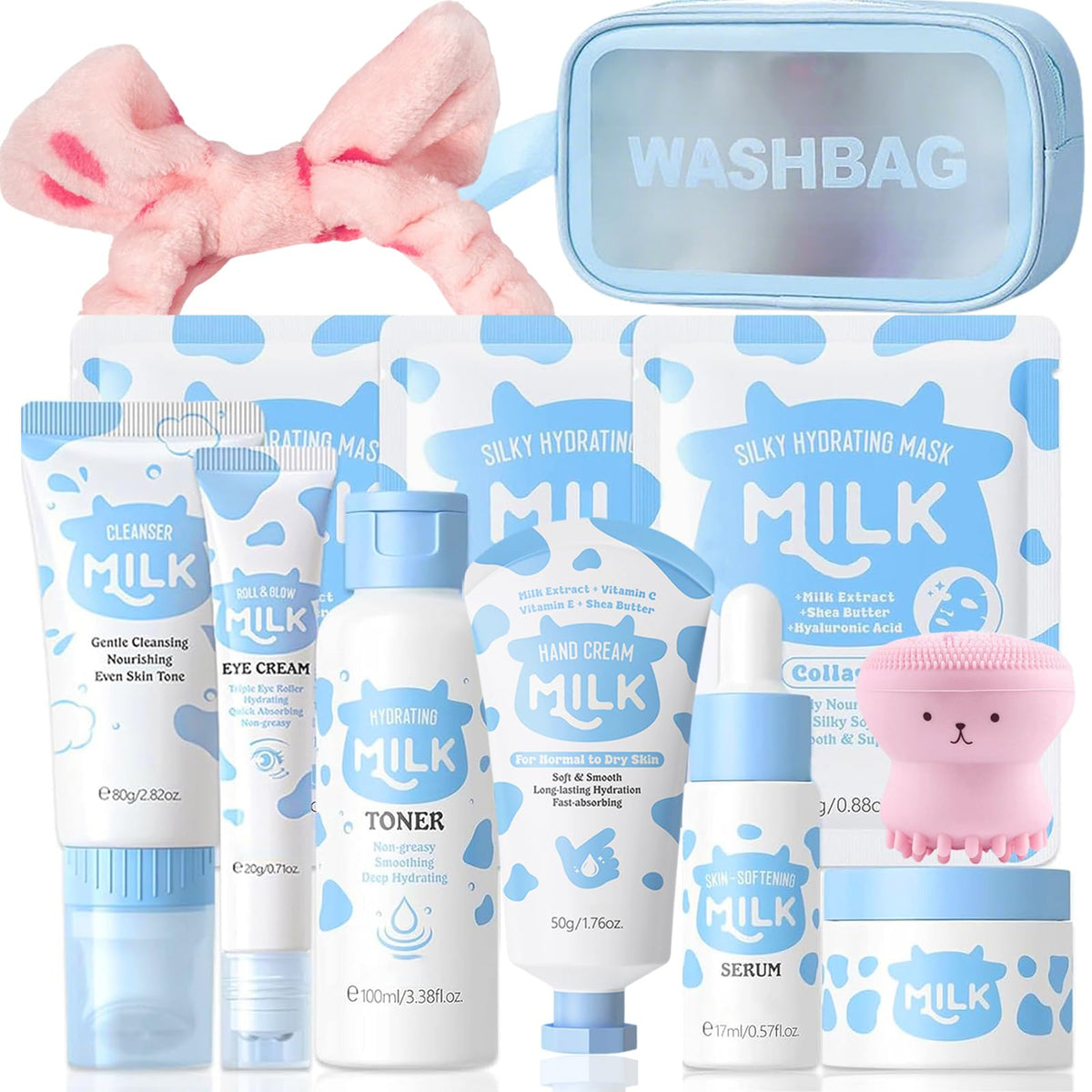 BliBling front packaging of milk skin care set showing complete kit benefit