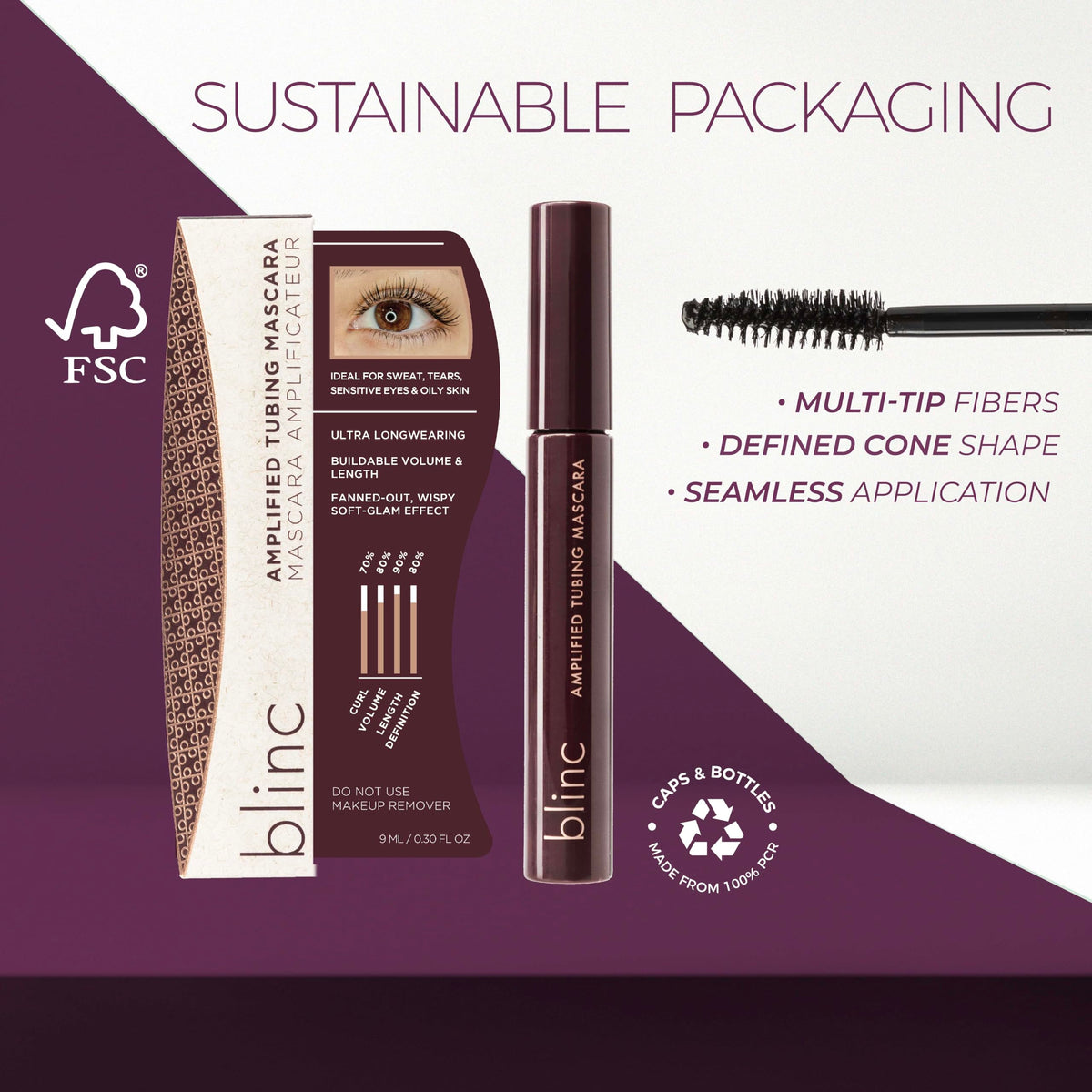 blinc amplified ingredient detail with beeswax and carnauba for lash care