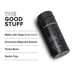 Blind Barber applying powder to roots for instant lift and workable hold
