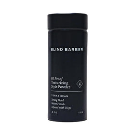 Blind Barber front jar view showing compact powder packaging and portability