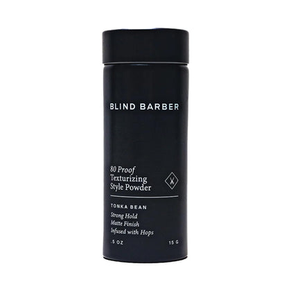 Blind Barber front jar view showing compact powder packaging and portability