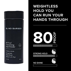 Blind Barber open jar close-up of fine texturizing powder for matte volume