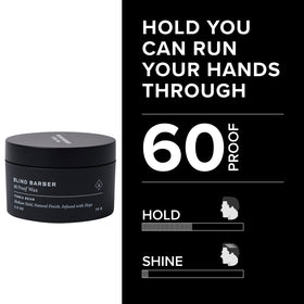 Blind Barber wax warming in hands for even application and control