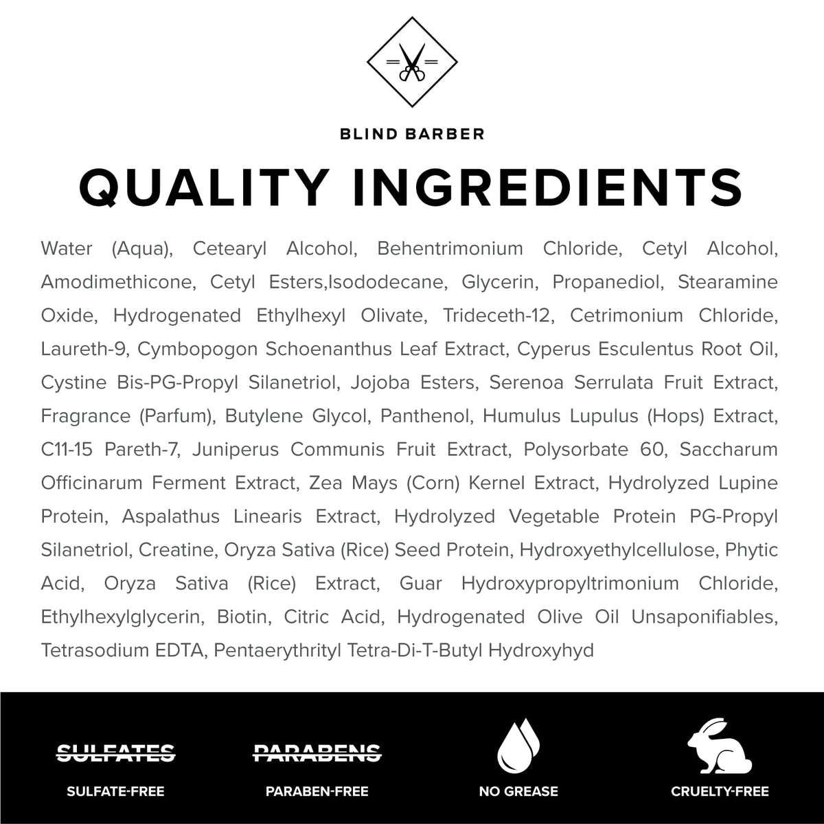 Blind Barber ingredients display with rosemary sunflower coconut showing nutrient benefit