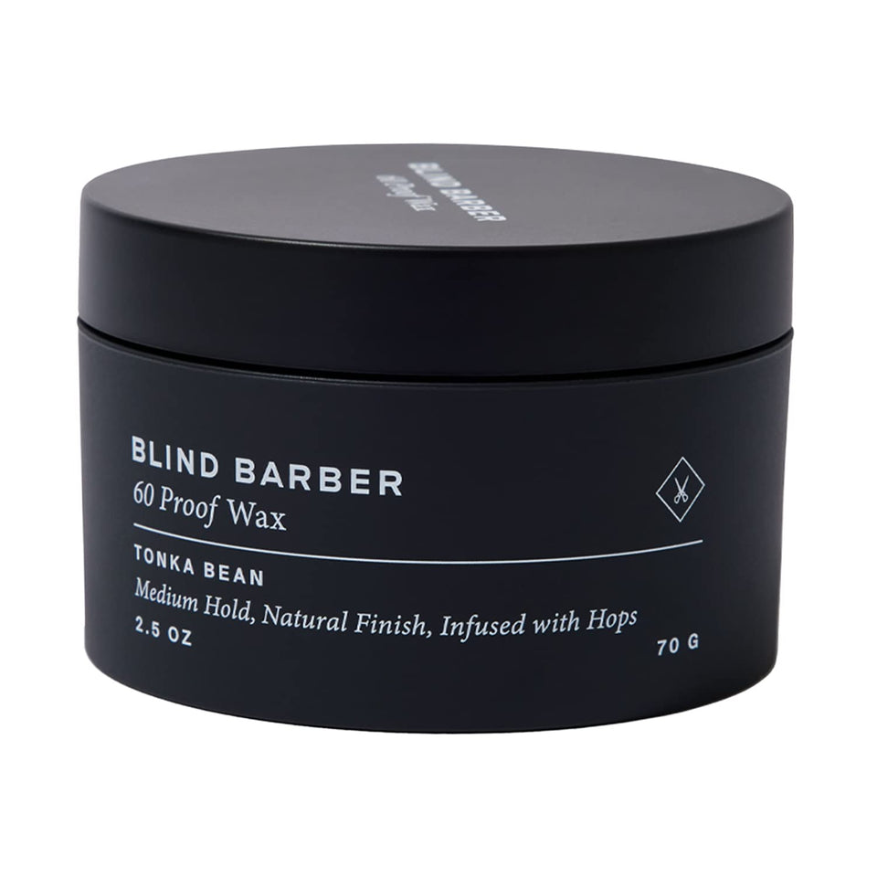Blind Barber front jar showing 60 Proof label and easy-use packaging