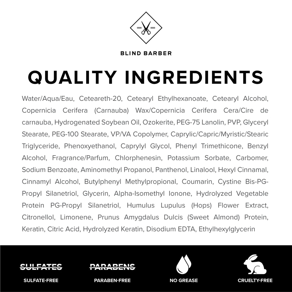 Blind Barber label and ingredient panel highlighting hops extract
