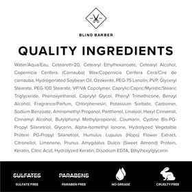 Blind Barber label and ingredient panel highlighting hops extract