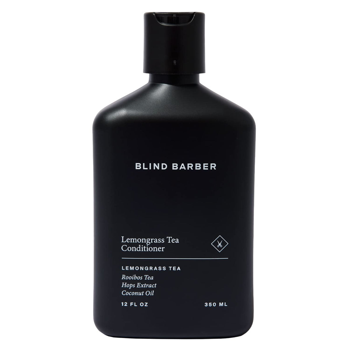 Blind Barber front bottle view shows clear label and lightweight conditioner benefit