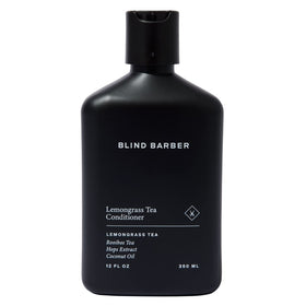 Blind Barber front bottle view shows clear label and lightweight conditioner benefit