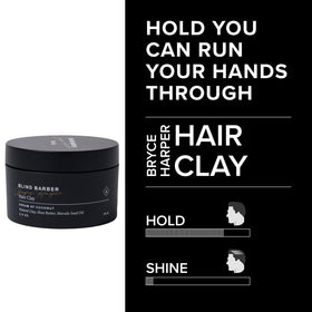 Blind Barber open jar top view revealing clay surface, easy scoop and pliability