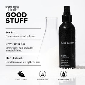 Blind Barber bottle label detail highlighting product name and barbershop scent