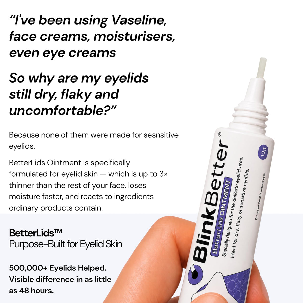 BlinkBetter oat extract close-up highlighting colloidal oatmeal, calming ingredient