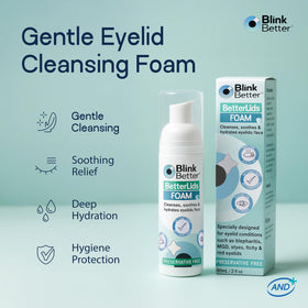BlinkBetter label ingredients detail highlighting soothing and hydrating benefits