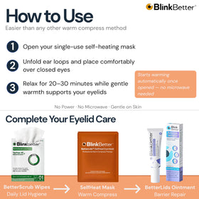 BlinkBetter masks in travel pouch on bedside table showing portability and convenience