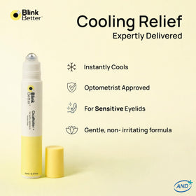 BlinkBetter roller applied under eye demonstrating soothing glide