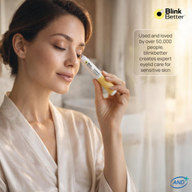 BlinkBetter in bathroom routine setting showing travel-friendly use