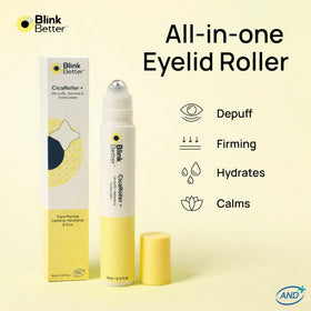 BlinkBetter metal rollerball close-up showing smooth cooling applicator