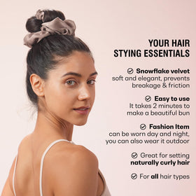 BLINKEEN scrunchie worn while sleeping side profile promoting comfortable all-night wear