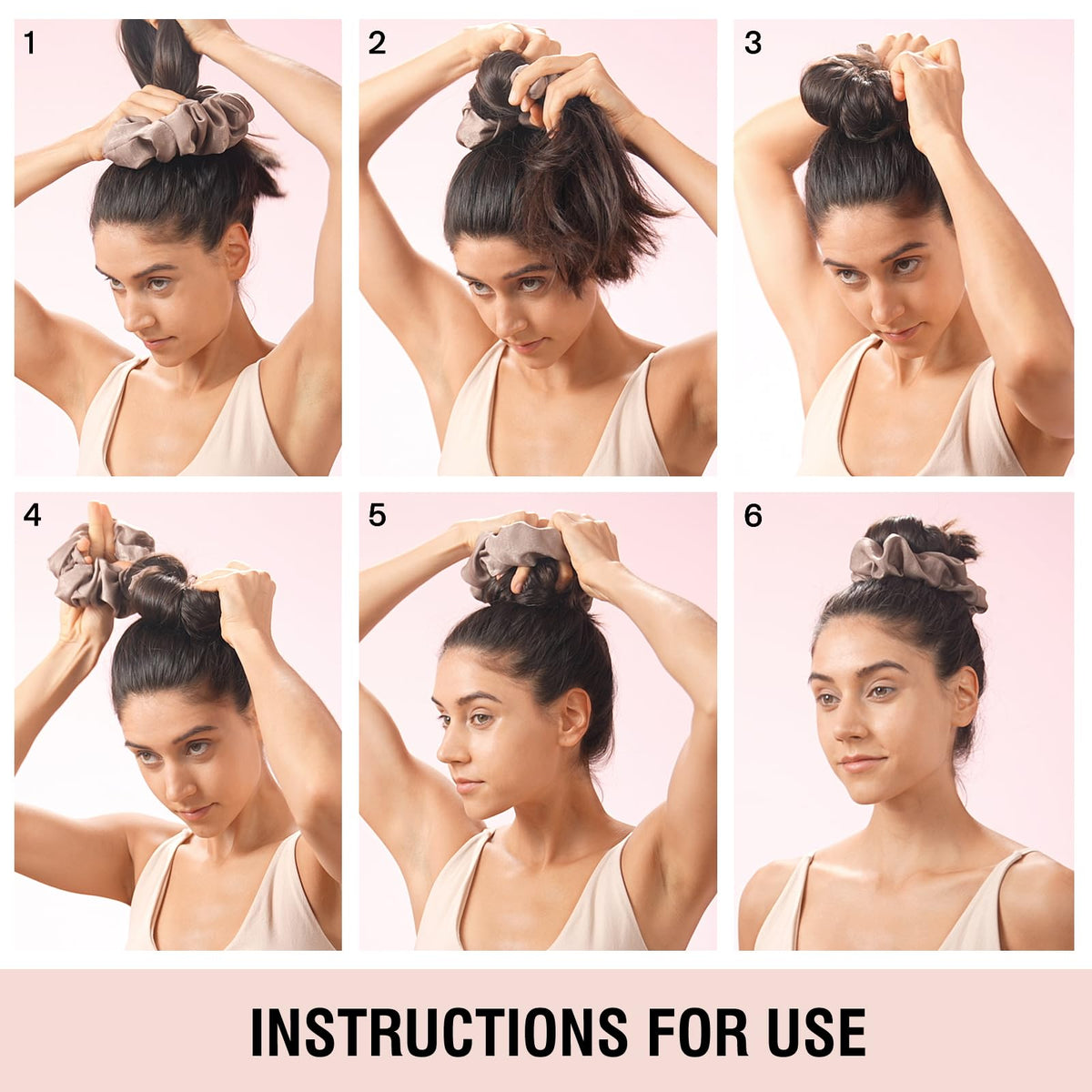 BLINKEEN scrunchie wrapped around long hair side view demonstrating secure heatless curls