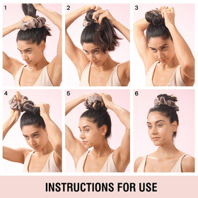 BLINKEEN scrunchie wrapped around long hair side view demonstrating secure heatless curls