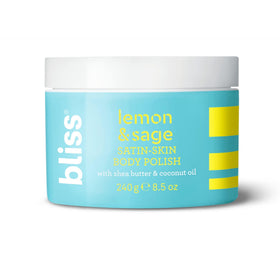 bliss on bathroom shelf styled with towels signaling spa-like refresh and invigorating Lemon & Sage scent