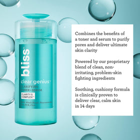 Bliss before and after texture diagram showing improved pore appearance over time