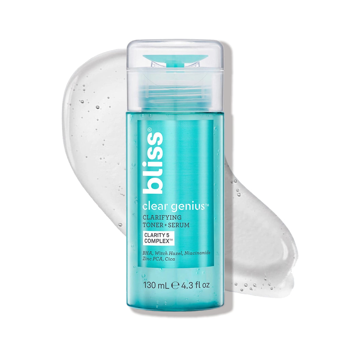 Bliss bottle front packaging showing clear serum and branding for simple routine