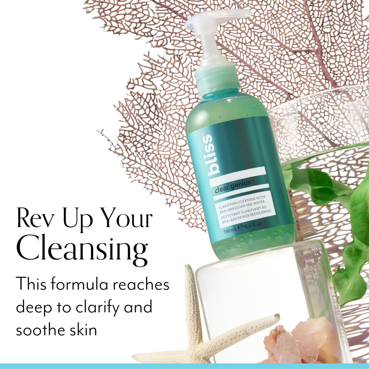 Bliss ingredient label close-up featuring salicylic acid BHA and detoxifying sea water benefit