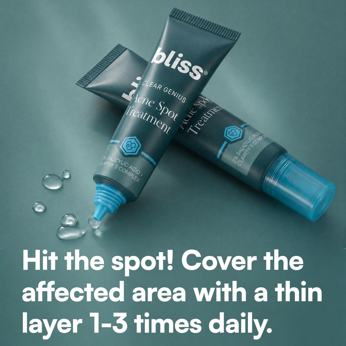 Bliss on bathroom shelf with other skincare, integrates into daily routine benefit
