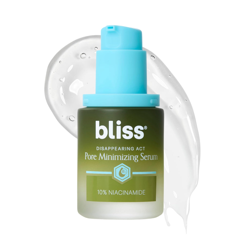 Bliss front packaging showing bottle and brand for refined pores