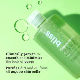 Bliss pouring toner into hand illustrating gentle, non-drying application