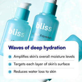gel texture on fingertip showing Bliss serum lightweight absorption and hydration benefit
