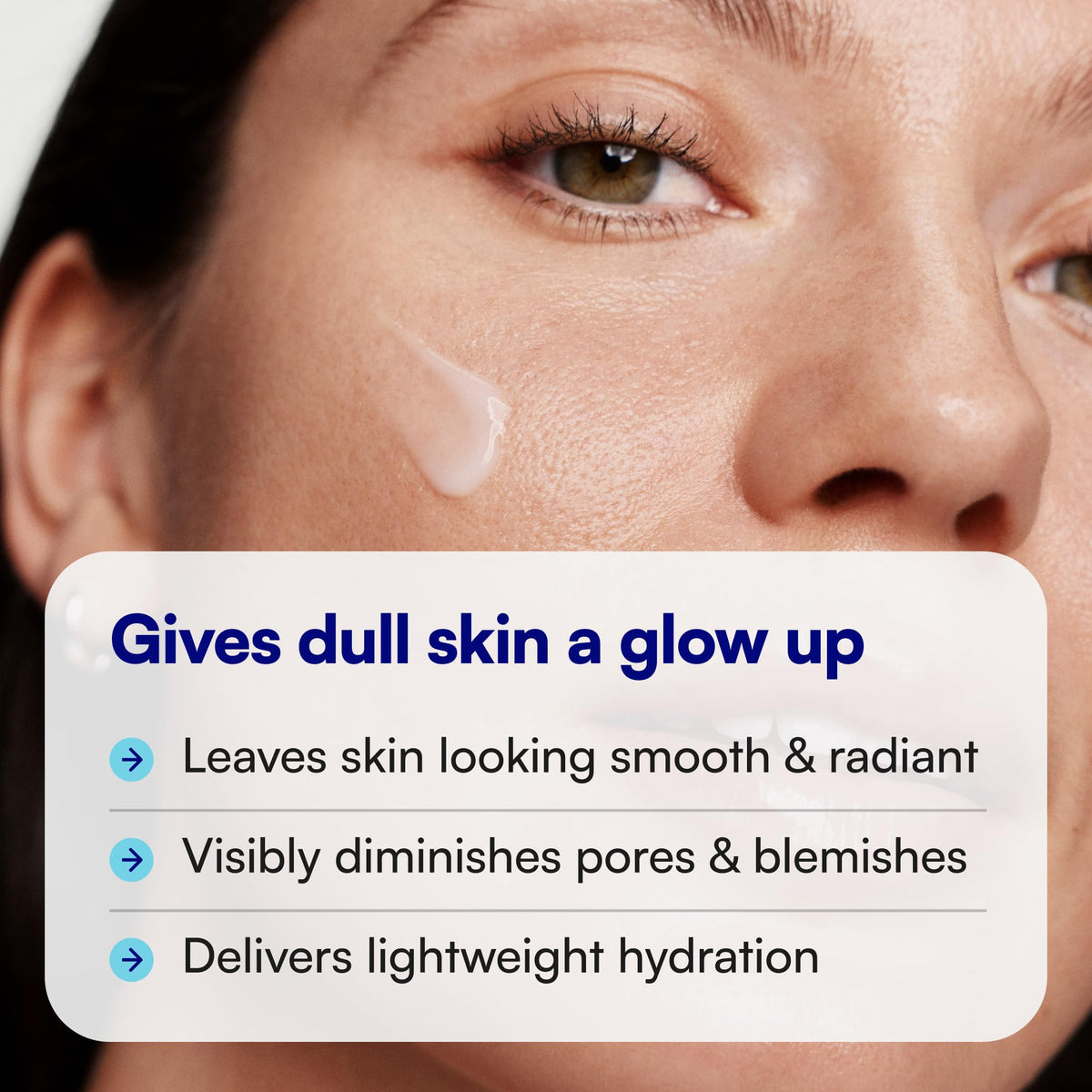 Bliss droplet on skin illustrating hydration boost and smooth finish