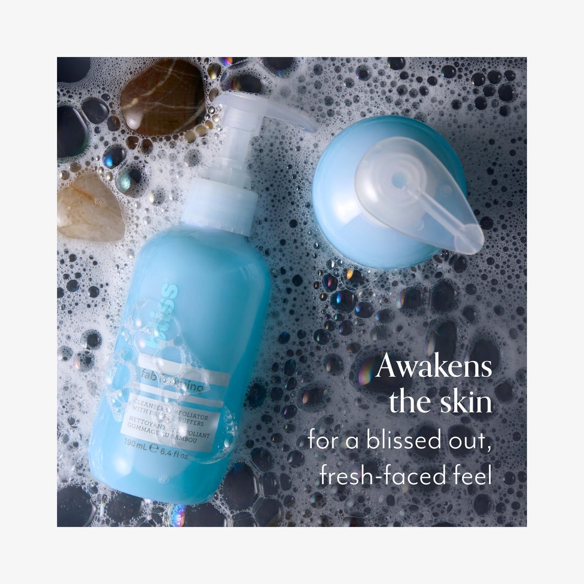 Bliss pump and cap detail highlighting controlled dispensing and convenience