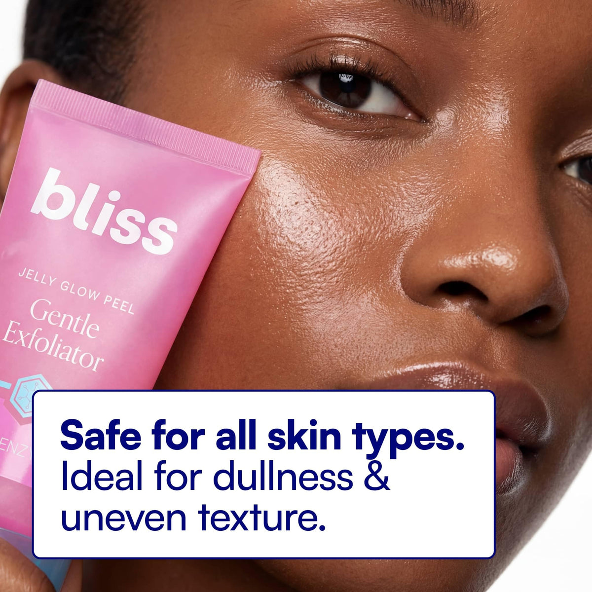 Bliss jar on bathroom vanity in lifestyle setting suggesting everyday use benefit