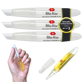 Bliss Kiss three-pack front view showing reusable pen set and tidy storage benefit