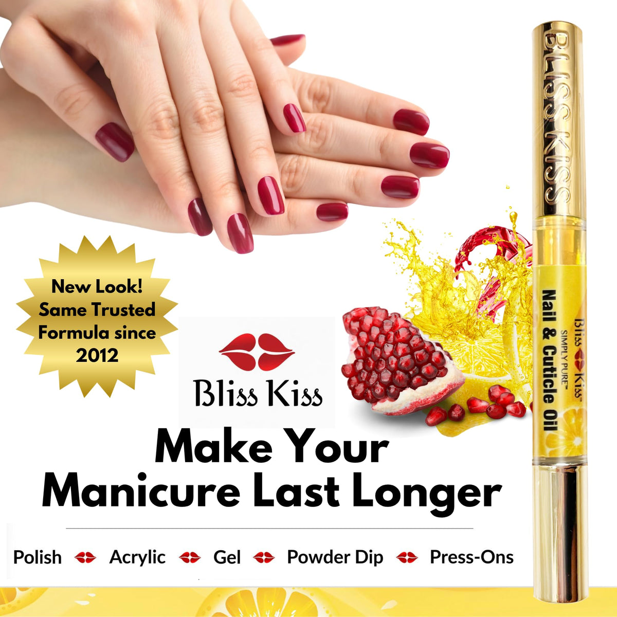 Bliss Kiss oil texture drop highlighting fast-absorbing finish